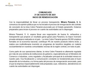 First Quantum’s subsidiary ready to renegotiate Cobre Panama’s concession